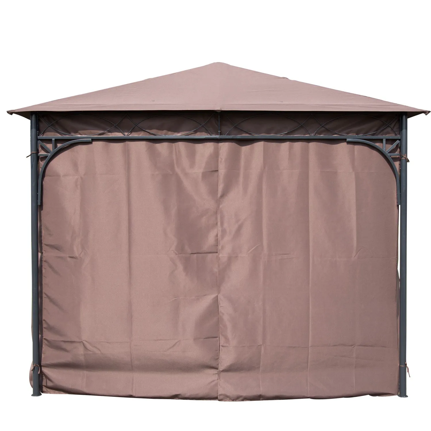 10x10 ft Gazebo Canopy with Curtains - Coffee