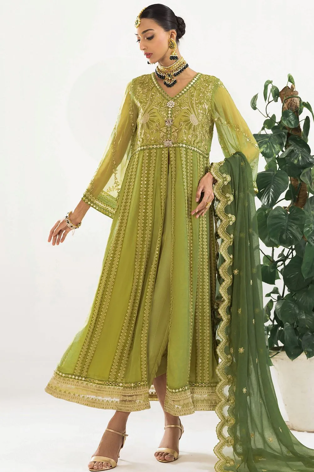 3 Pcs Unstitched EMB Chiffon Suit KNAC-1769