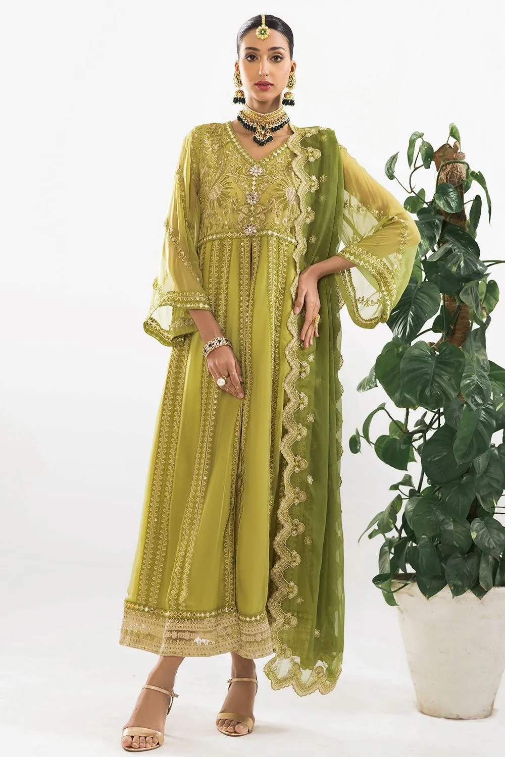 3 Pcs Unstitched EMB Chiffon Suit KNAC-1769