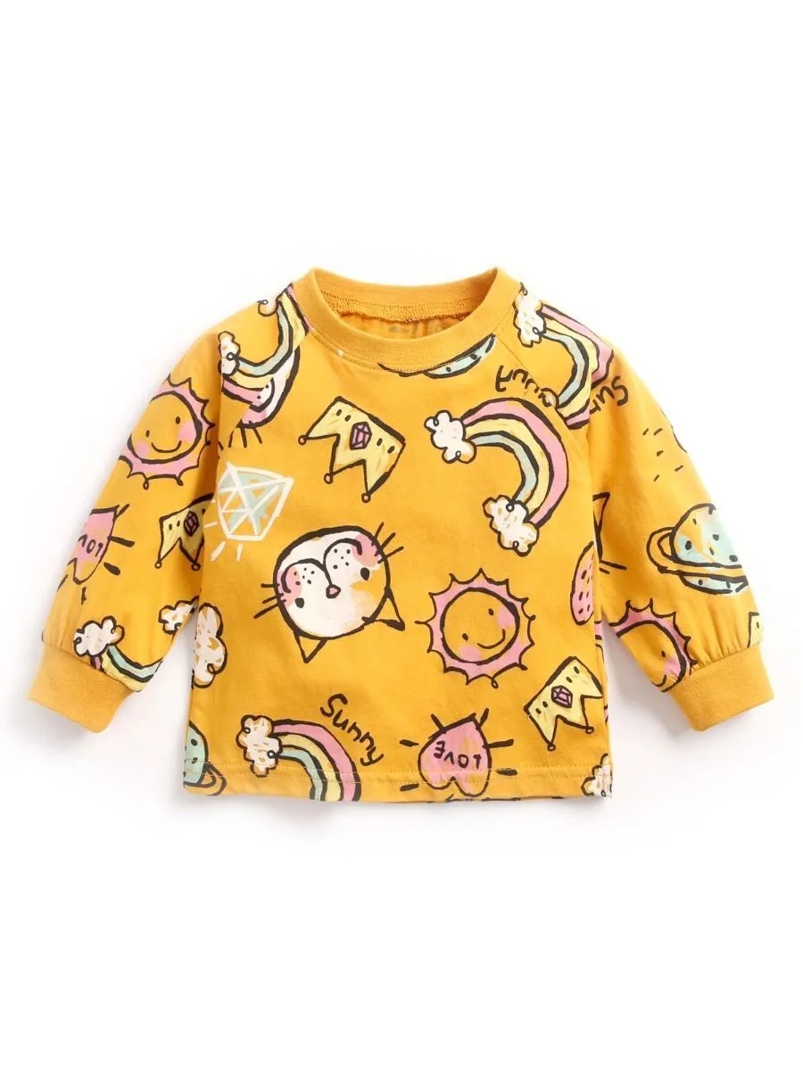 6 Colors Cute Baby Unisex Cartoon Long-sleeve T-shirt