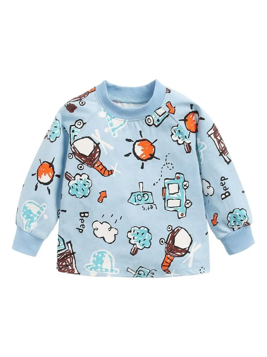 6 Colors Cute Baby Unisex Cartoon Long-sleeve T-shirt