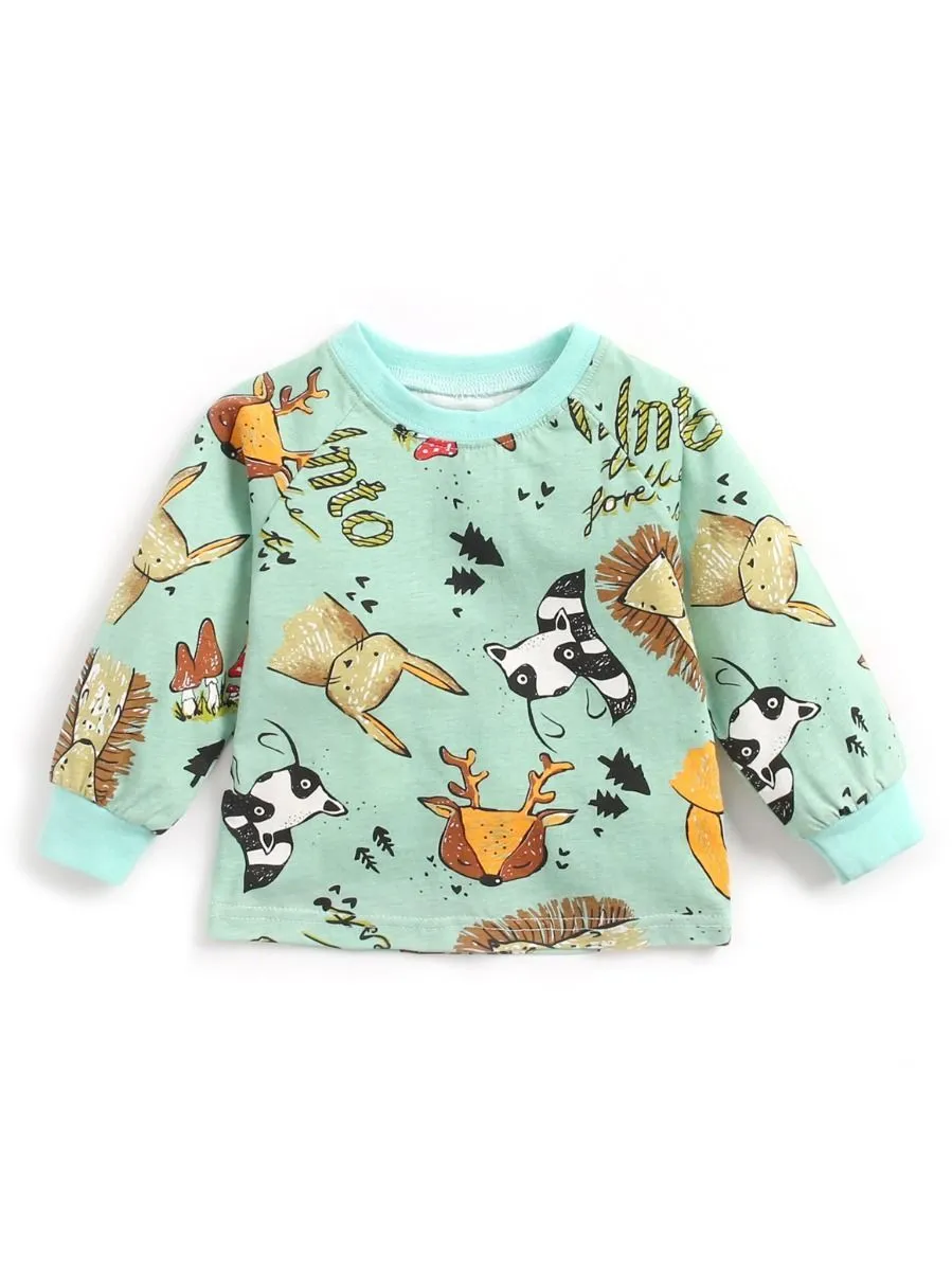 6 Colors Cute Baby Unisex Cartoon Long-sleeve T-shirt