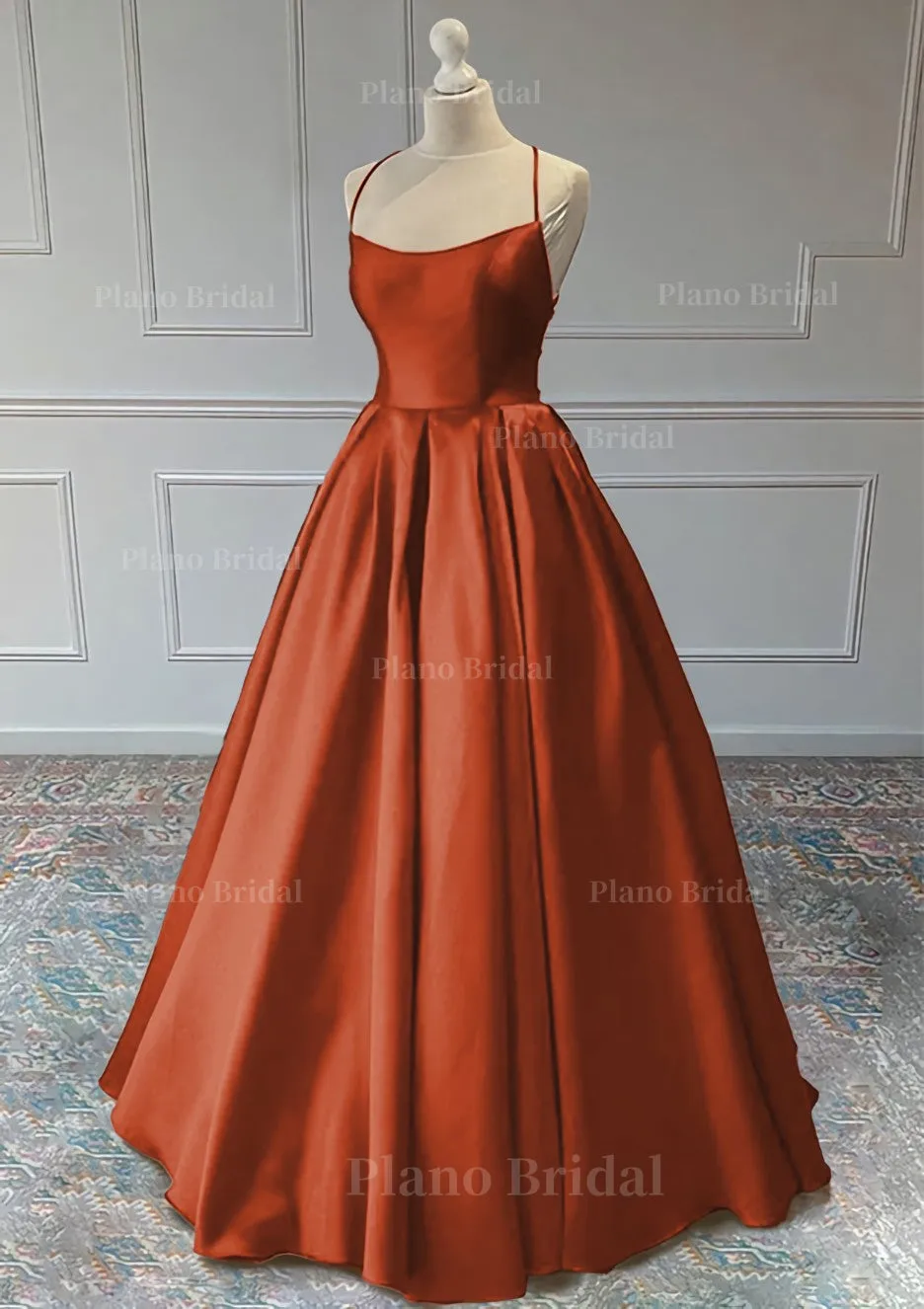 A-line Sleeveless Square Neckline Long/Floor-Length Satin Prom Dress