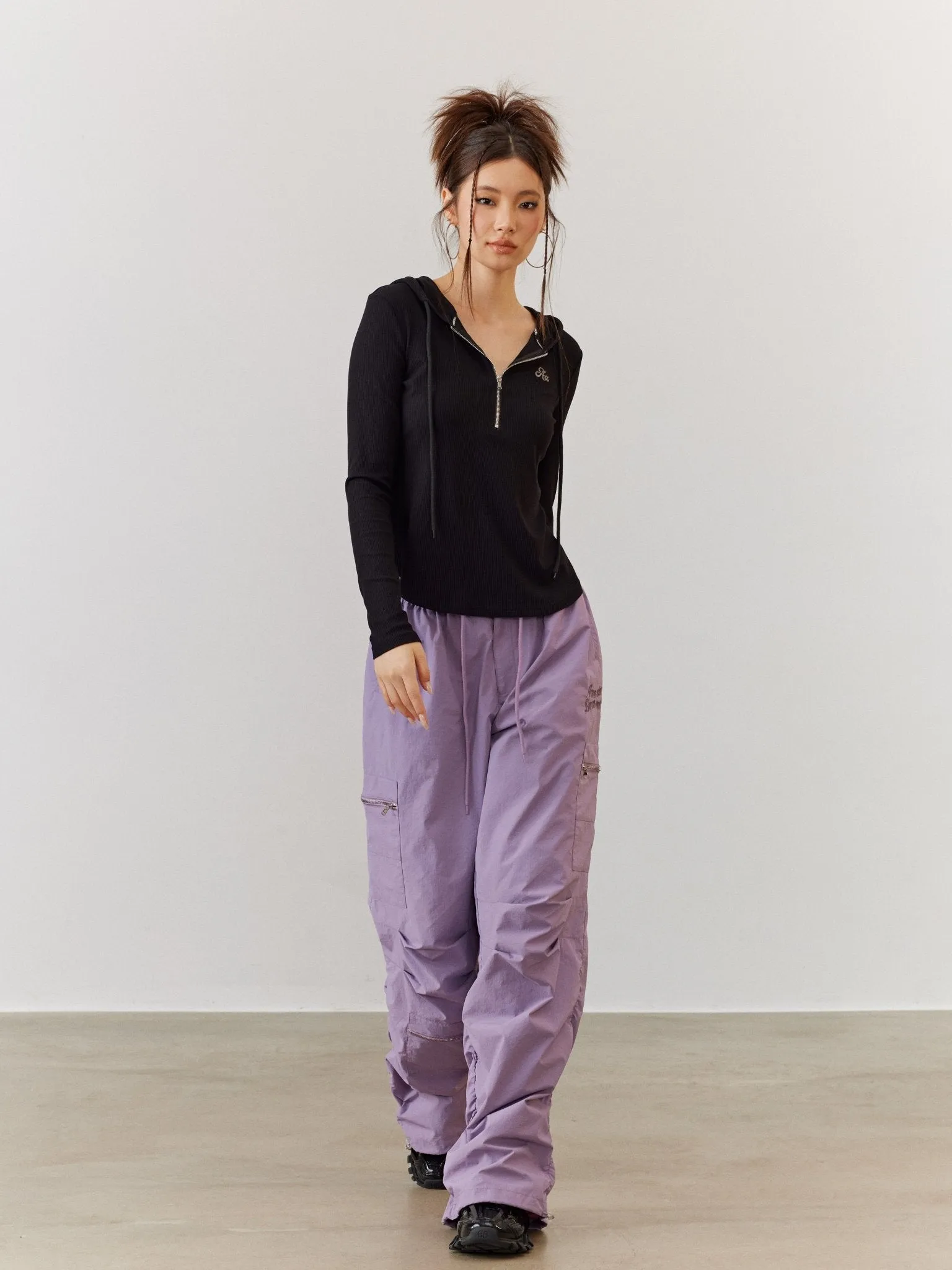 ACMEAURA Utility Cargo Pants - Lavender and Black