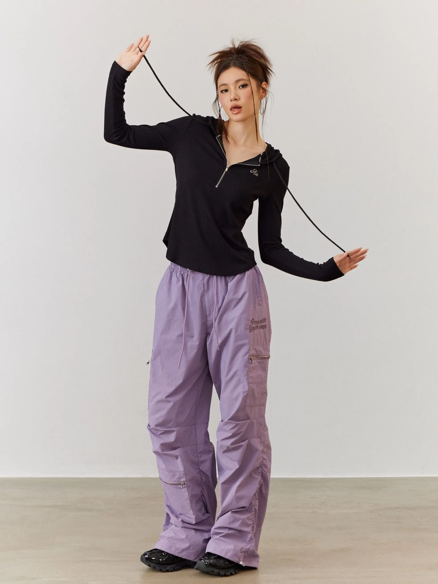 ACMEAURA Utility Cargo Pants - Lavender and Black