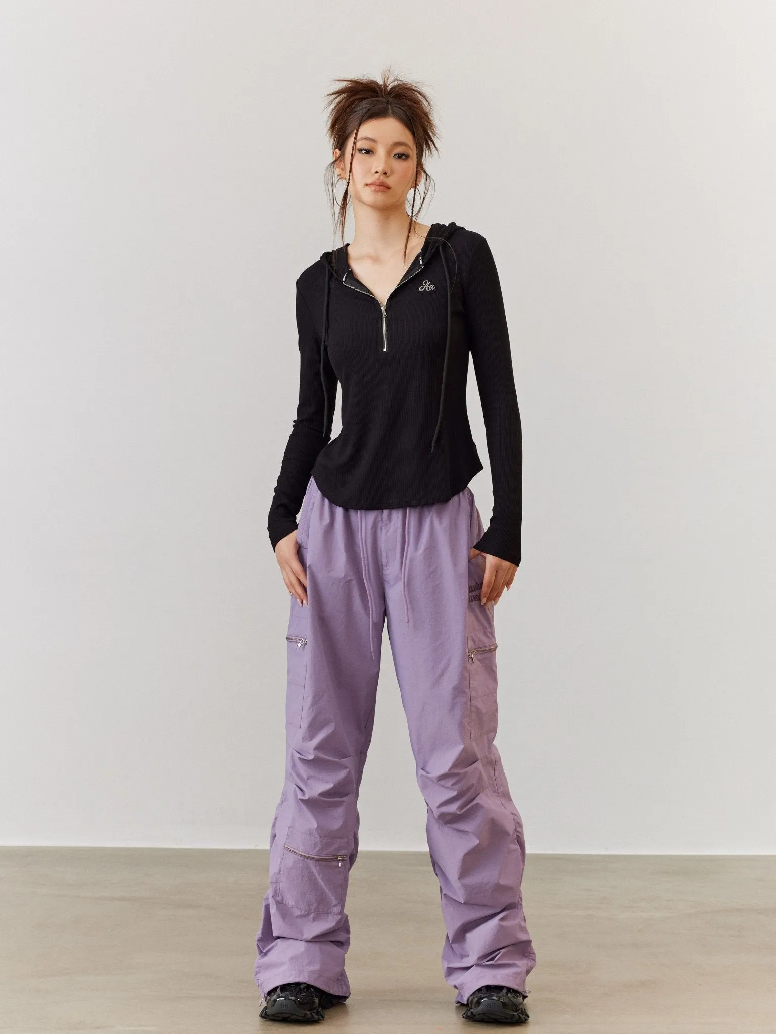 ACMEAURA Utility Cargo Pants - Lavender and Black