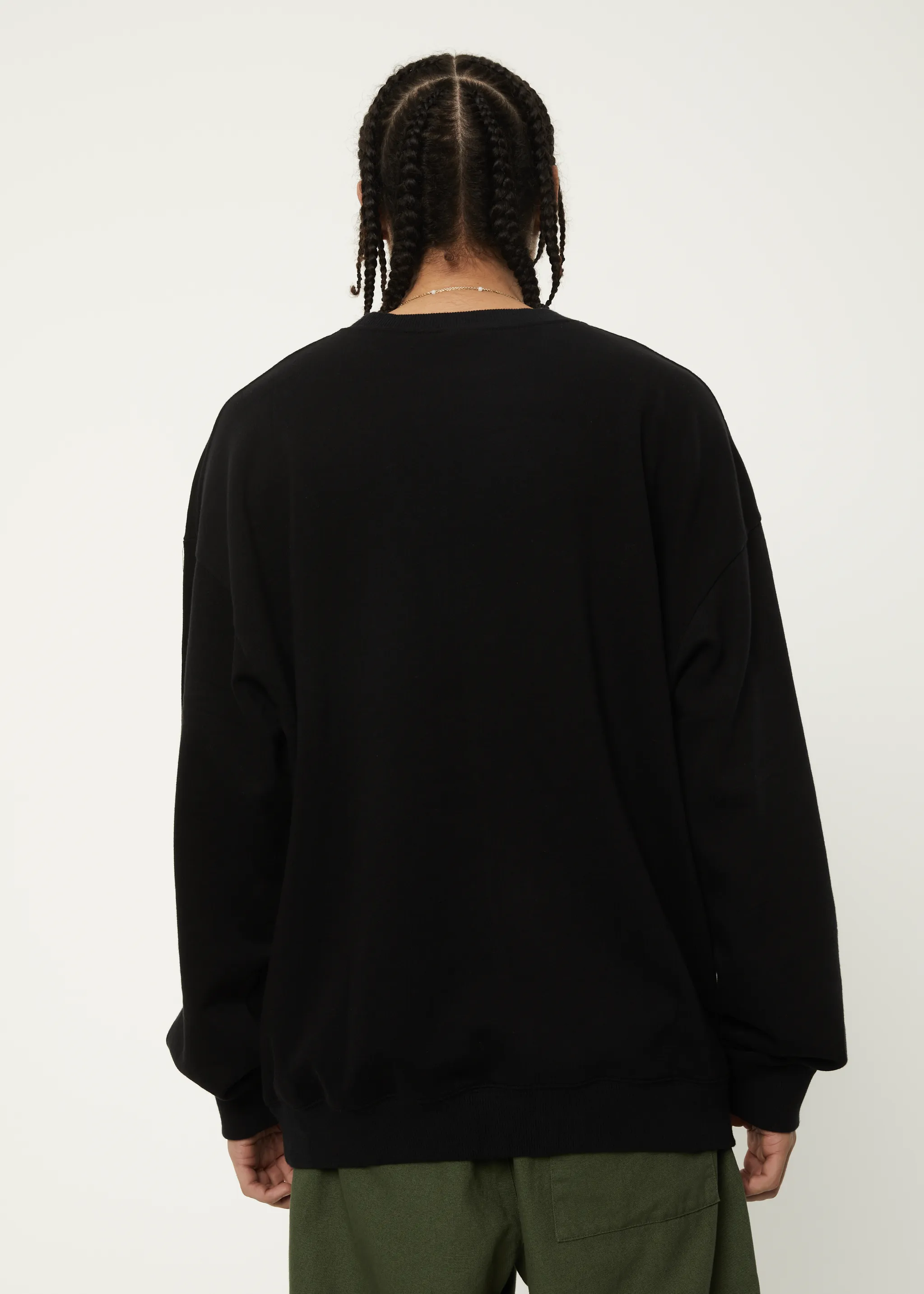 AFENDS Mens Calico - Crew Neck Jumper - Black