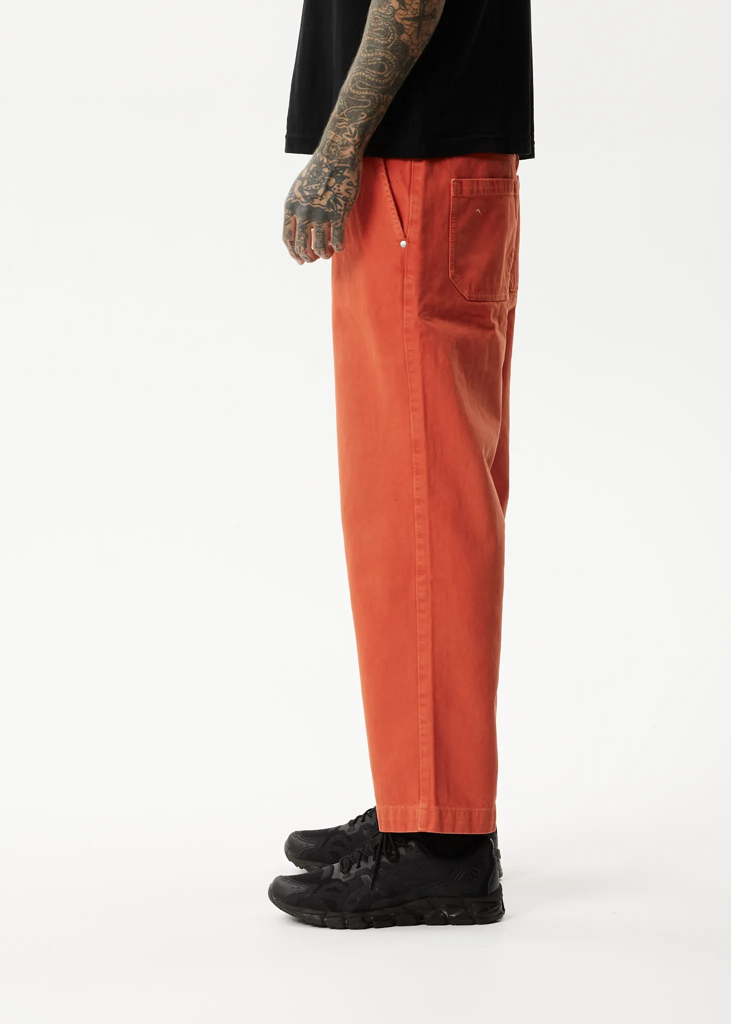 AFENDS Mens Louie - Denim Wide Leg Jeans - Faded Orange