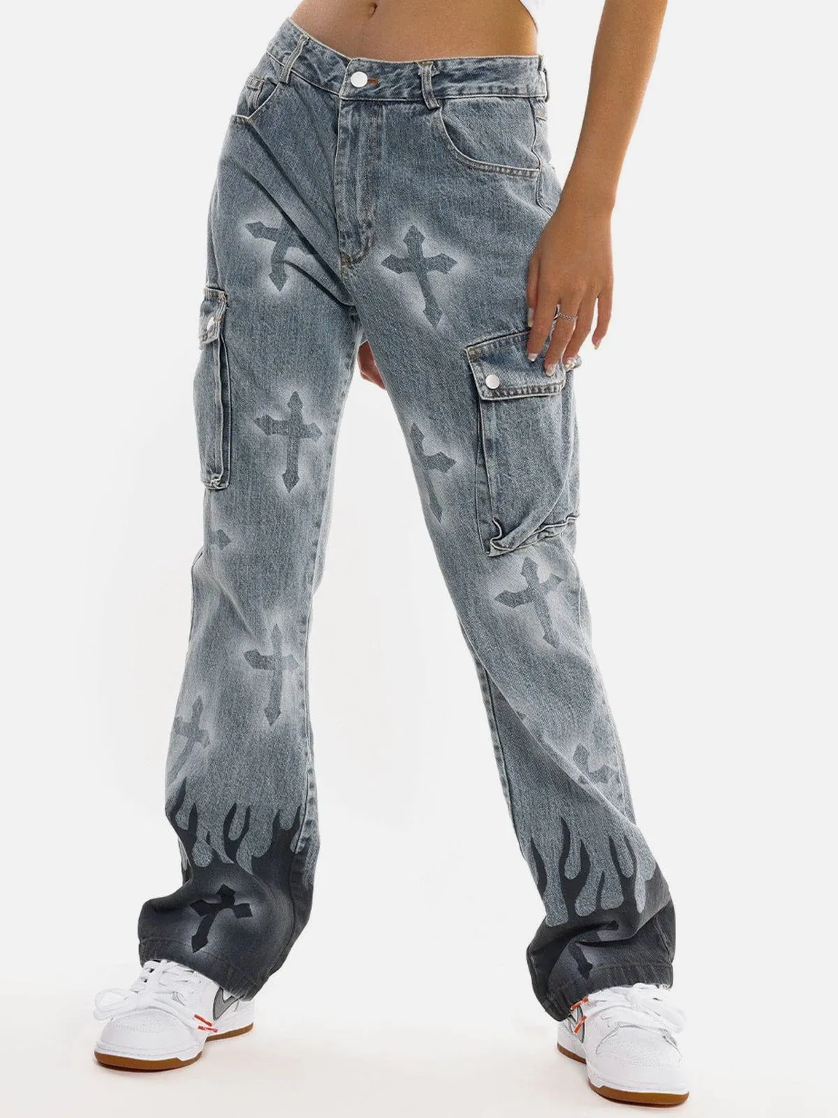 AlanBalen® - Flame & Cross Vibe Slim Jeans