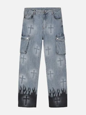 AlanBalen® - Flame & Cross Vibe Slim Jeans