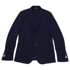 Alessandrini Navy Waffle Knit Polyester Blazer - S