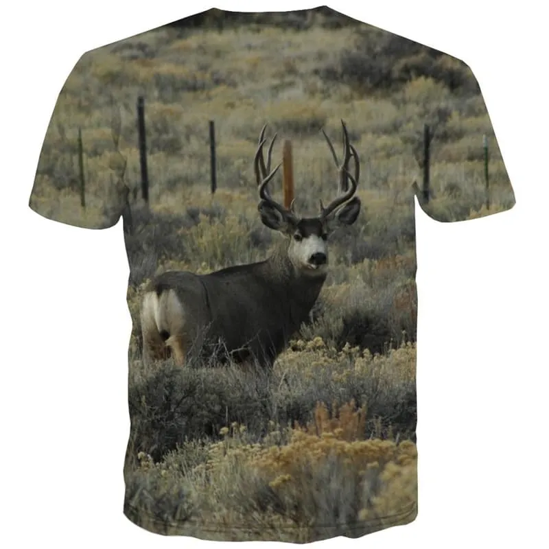 Animal T shirts Men Deer Tshirts Novelty Forest Tshirt Anime Harajuku T-shirts Graphic