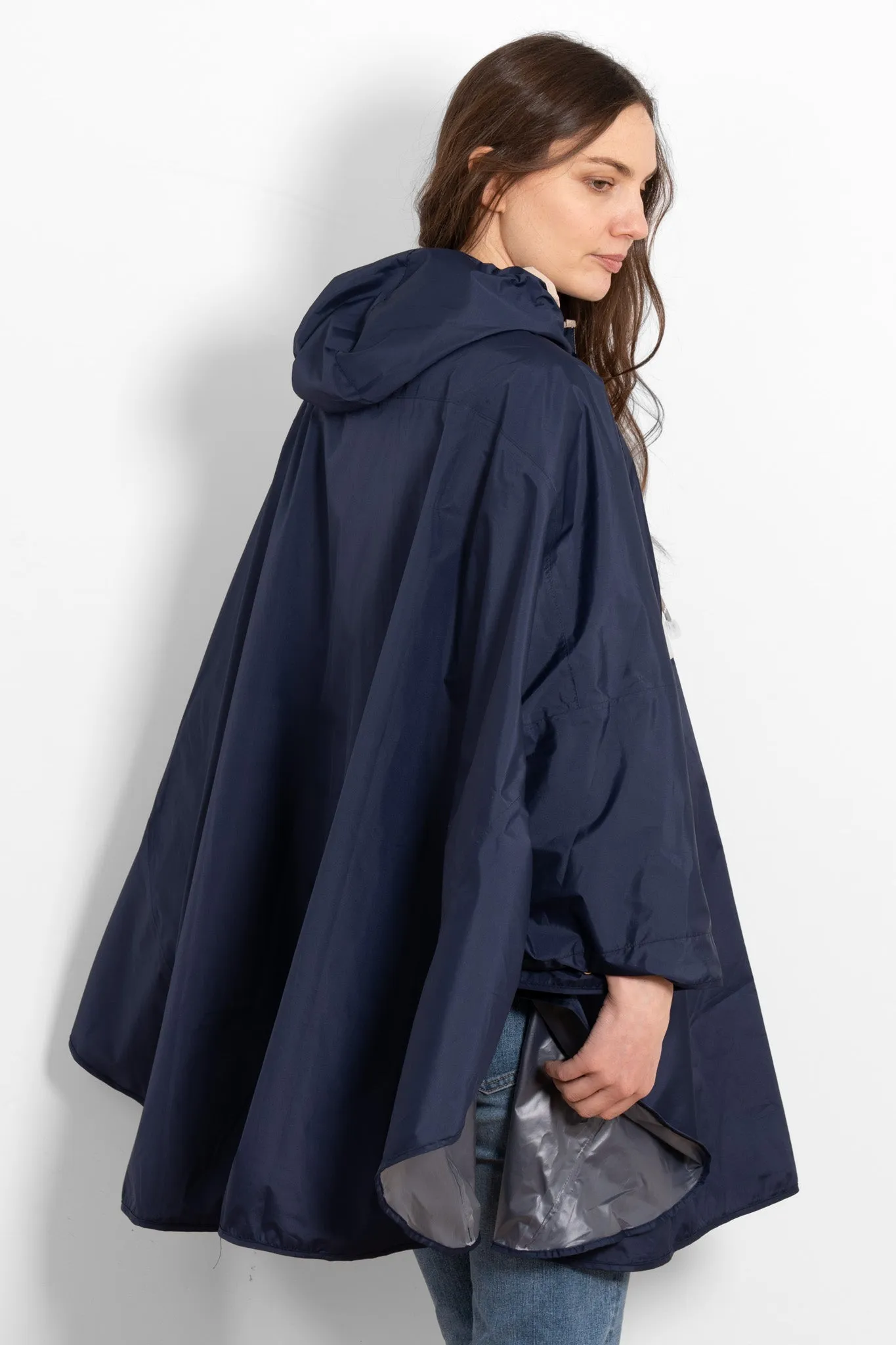 Aspen Rain Poncho - Navy Blue/Stone