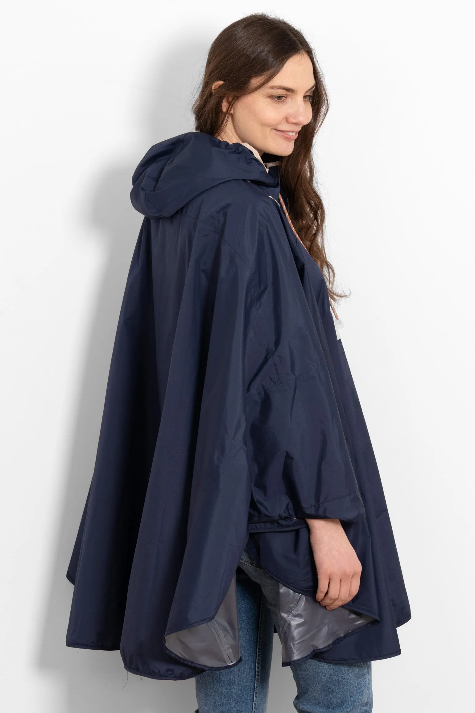 Aspen Rain Poncho - Navy Blue/Stone