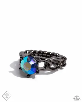 Authoritative Ability - Blue - UV Gem Gunmetal Paparazzi Ring - June 2024 Magnificent Musings