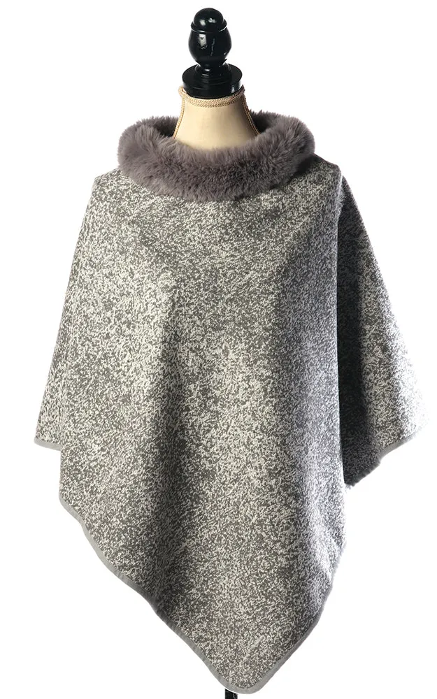 BAAP7619 Comfy Fur Trim Poncho