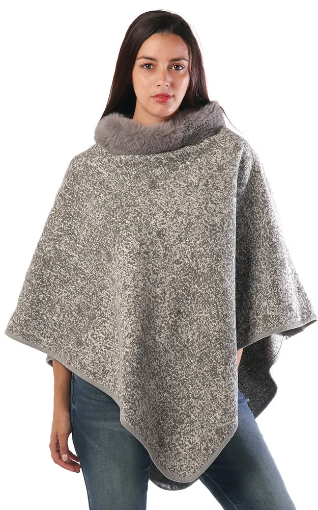 BAAP7619 Comfy Fur Trim Poncho