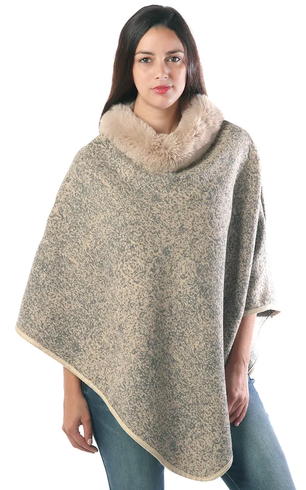 BAAP7619 Comfy Fur Trim Poncho