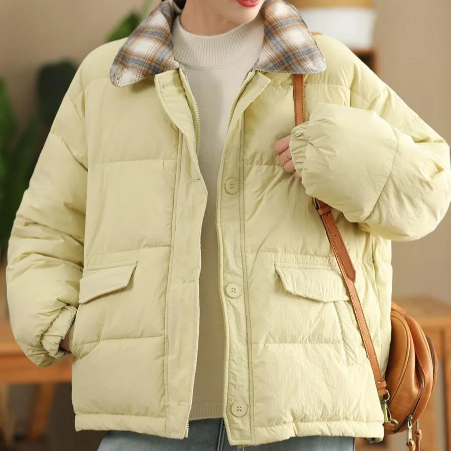 Babakud Women Winter Fashion Reversible Thick Plaid Puffer Jacket