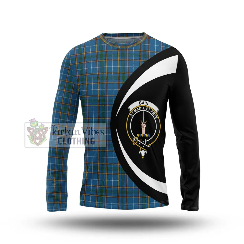 Bain Tartan Long Sleeve T-Shirt with Family Crest Circle Style