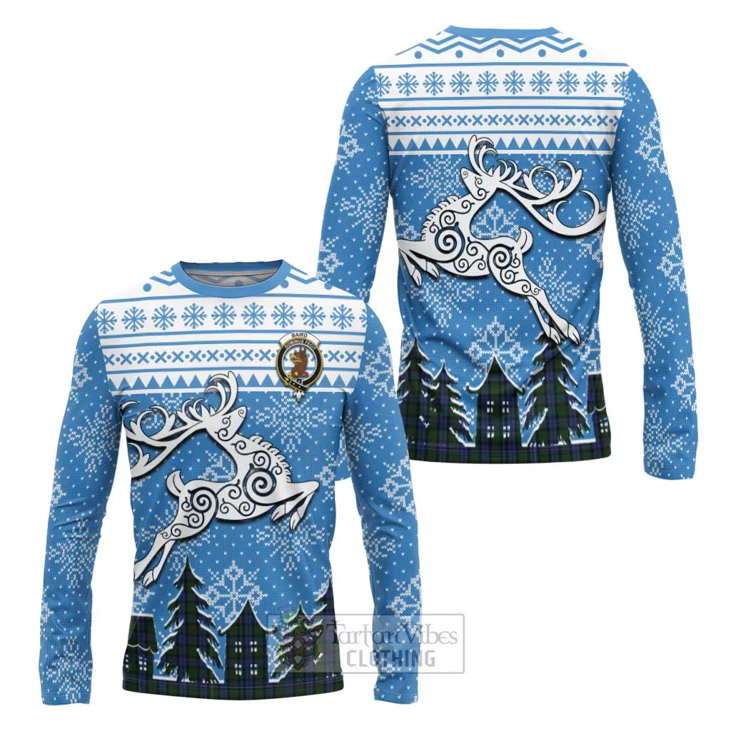 Baird Clan Christmas Long Sleeve T-Shirt Celtic Reindeer Style