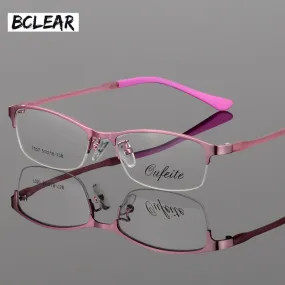 Bclear Women's Eyeglasses Metal Alloy Ultra-Light Frames Half Rim Tr Legs