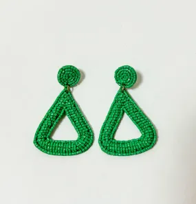 Beaded Round Triangle Earrings