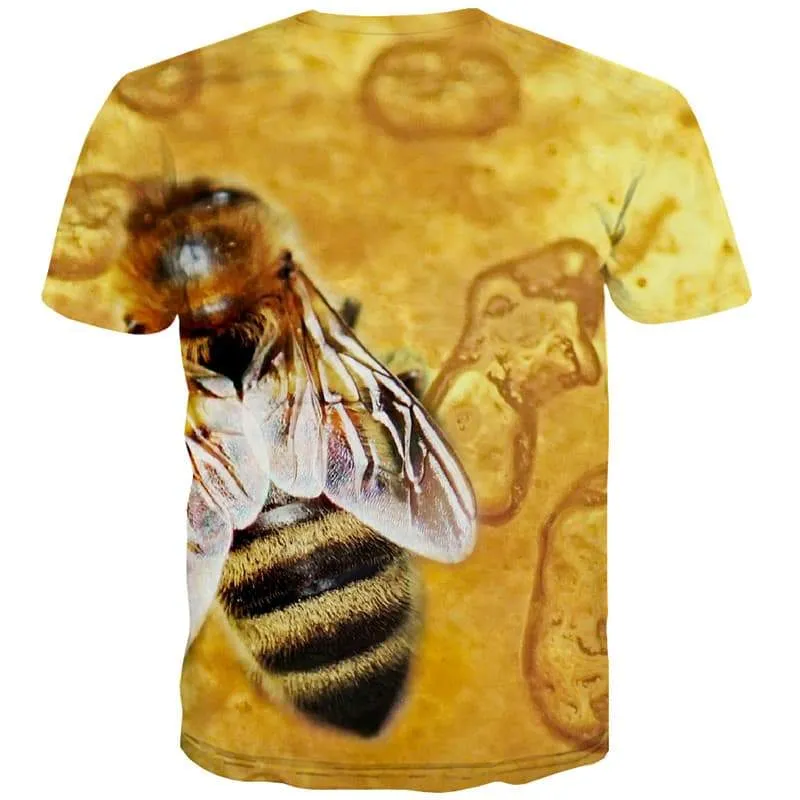 Bee T shirts Men Animal Tshirts Novelty Yellow Shirt Print Harajuku Tshirt Printed