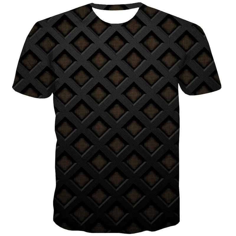 black grid pattern t shirt Cool special texture different Casual men art costume