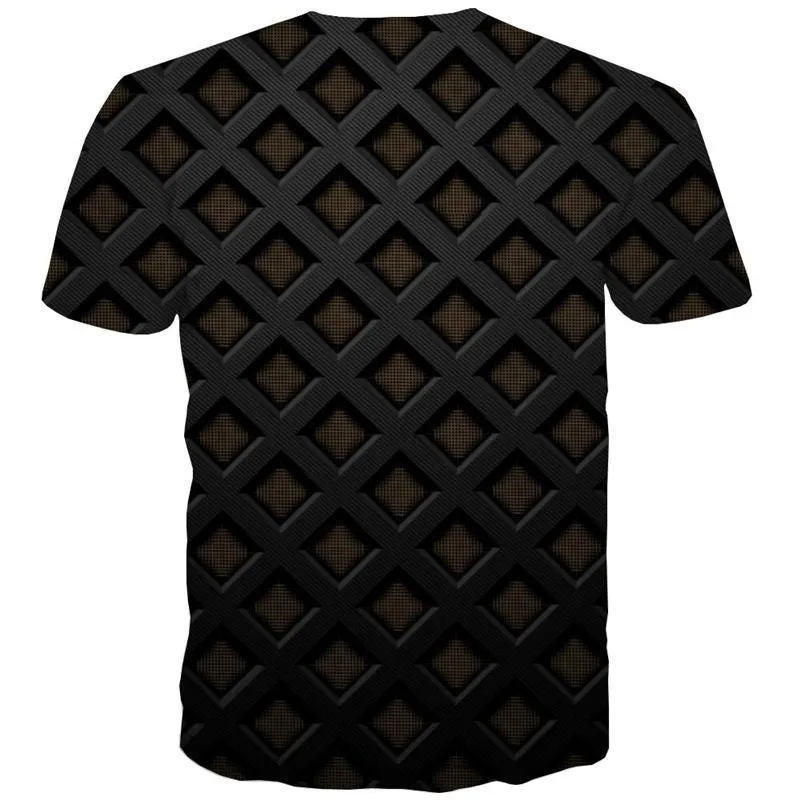 black grid pattern t shirt Cool special texture different Casual men art costume