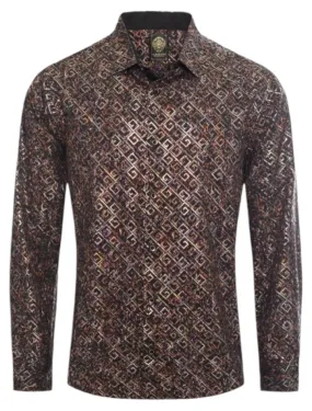 Black Paisley Luxury Fashion Design Men's Long Sleeve Casual Shirt Regular-Fit Style No: 2426