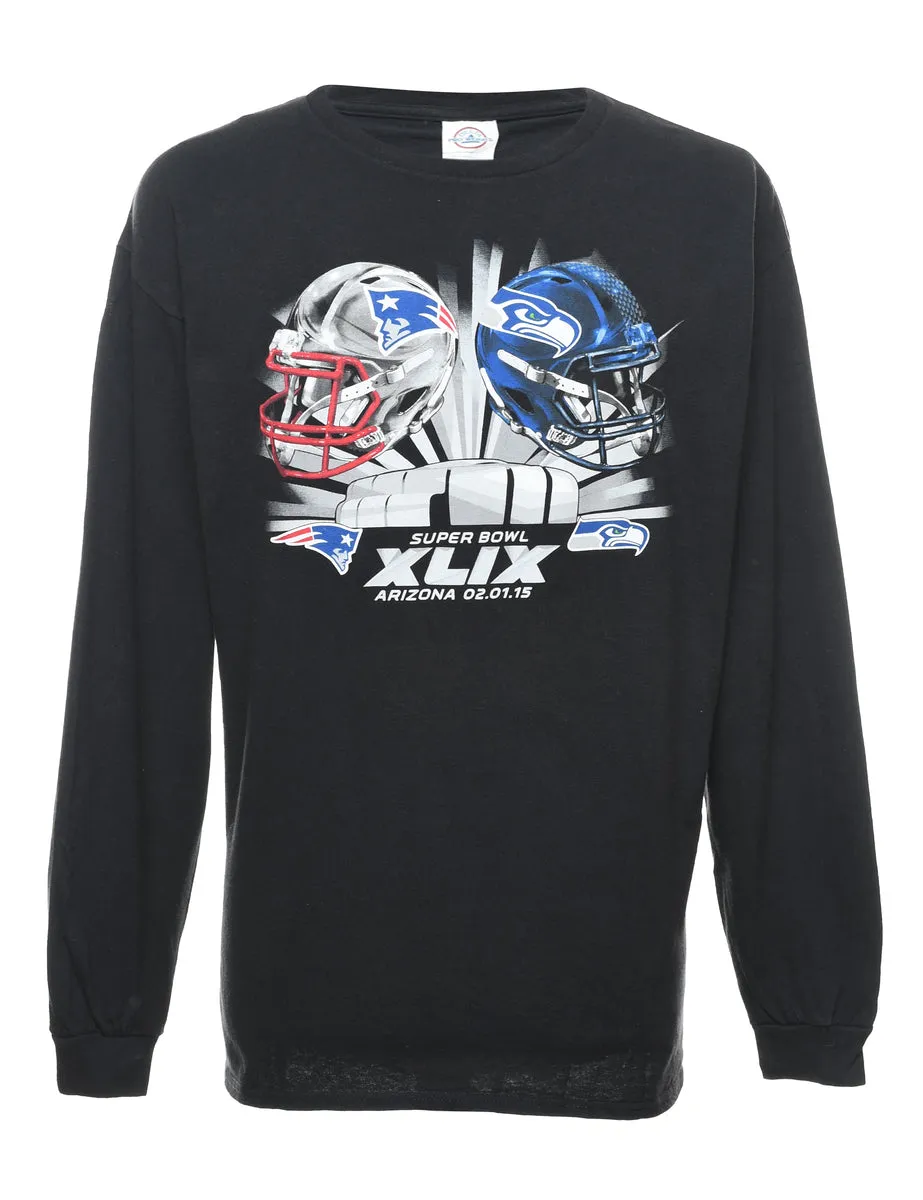 Black, Red & Blue Superbowl Football T-Shirt - XL