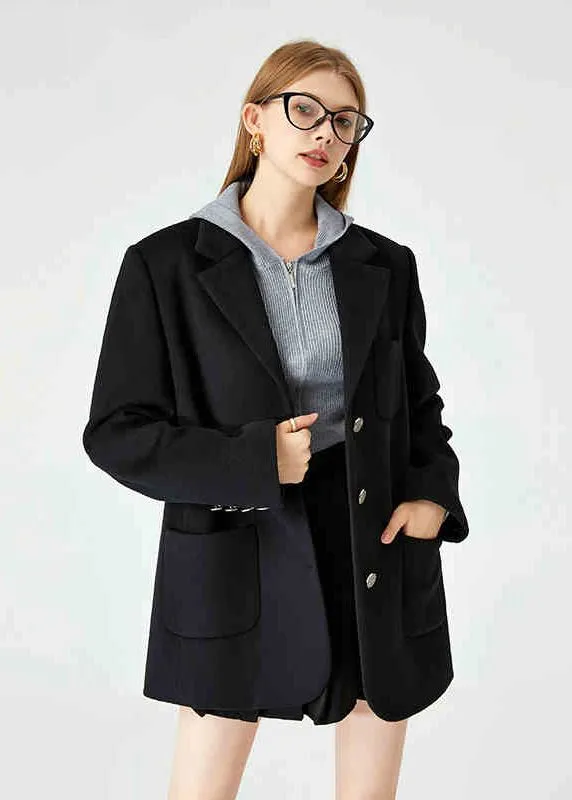 Black Wool Blend Blazer