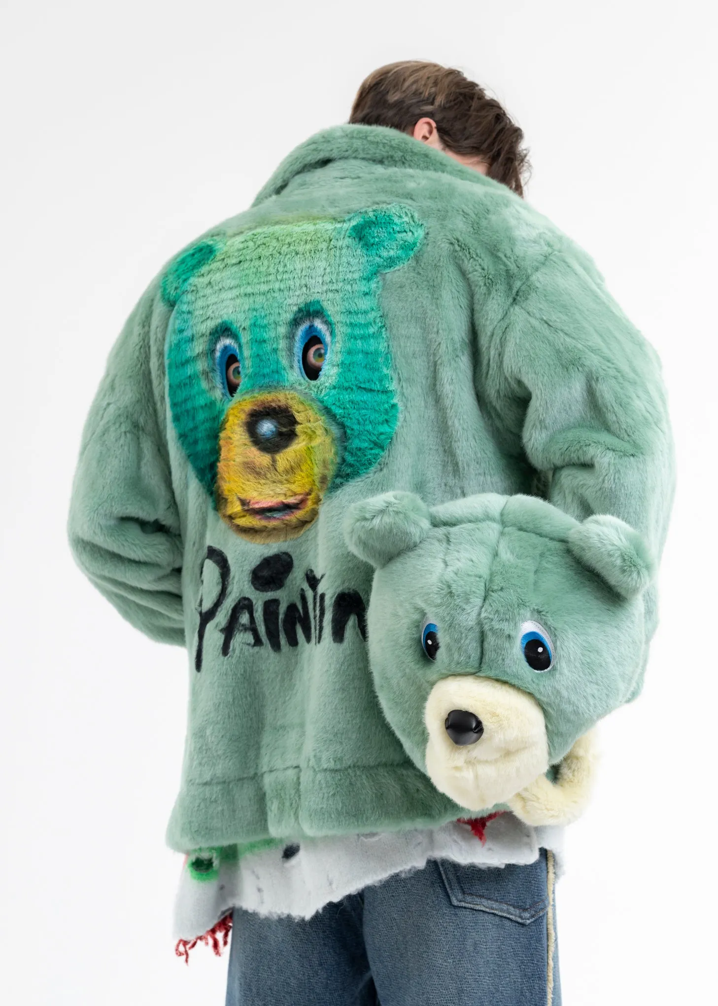 BLUE AND-PAINTED FUR JACKET (BEAR)