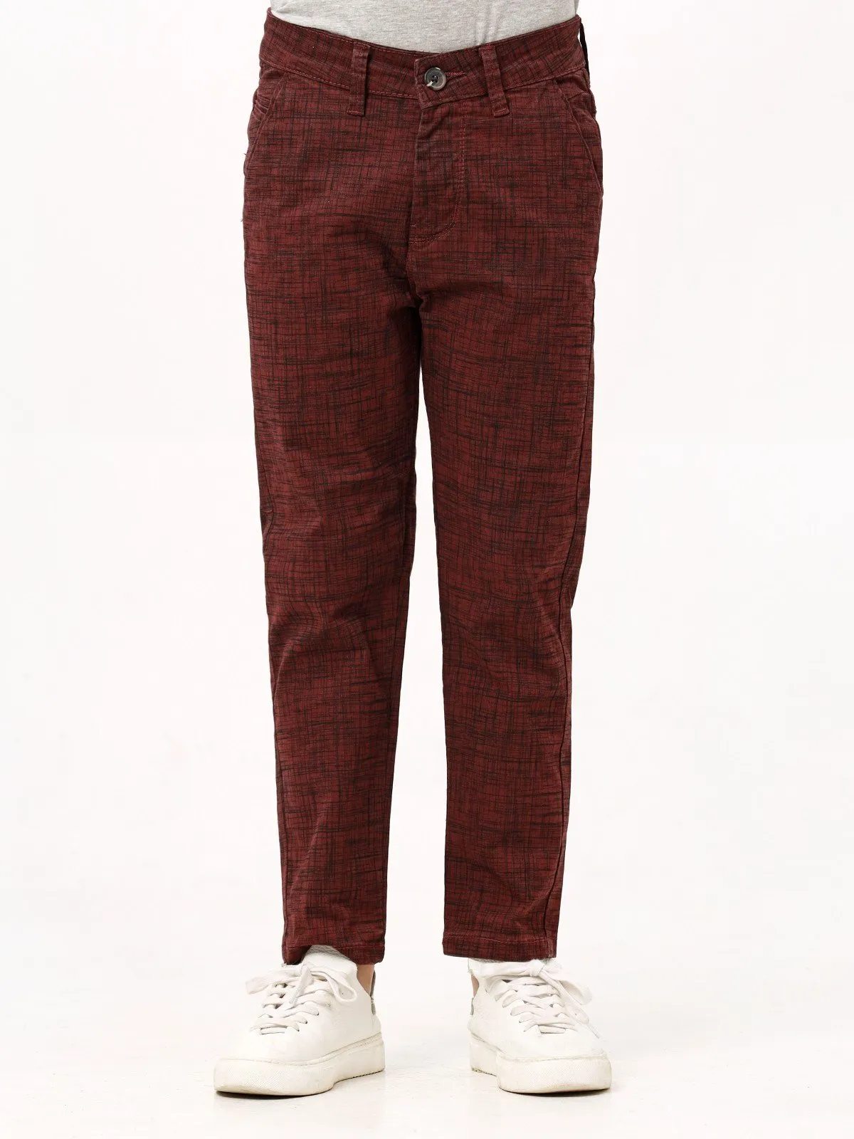 Boy's Dark Maroon Chino Pant - EBBCP23-008