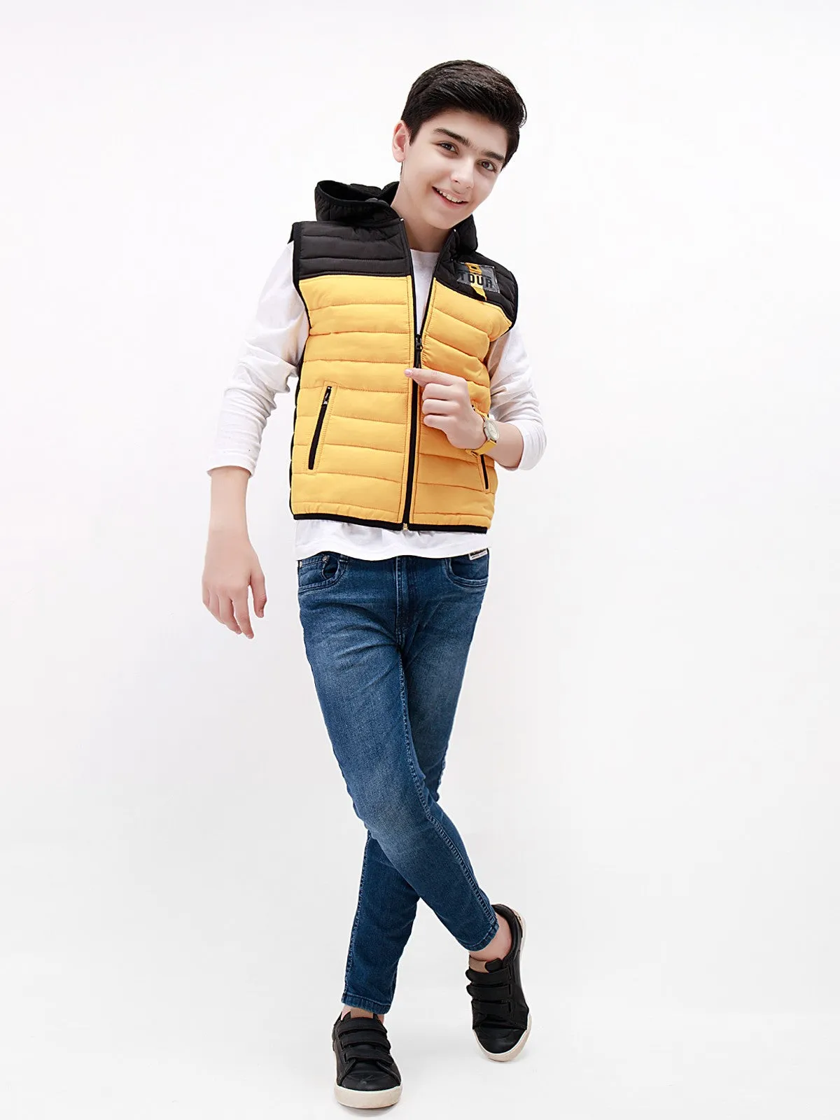 Boy's Yellow & Black Hooded Jacket - EBTH21-002