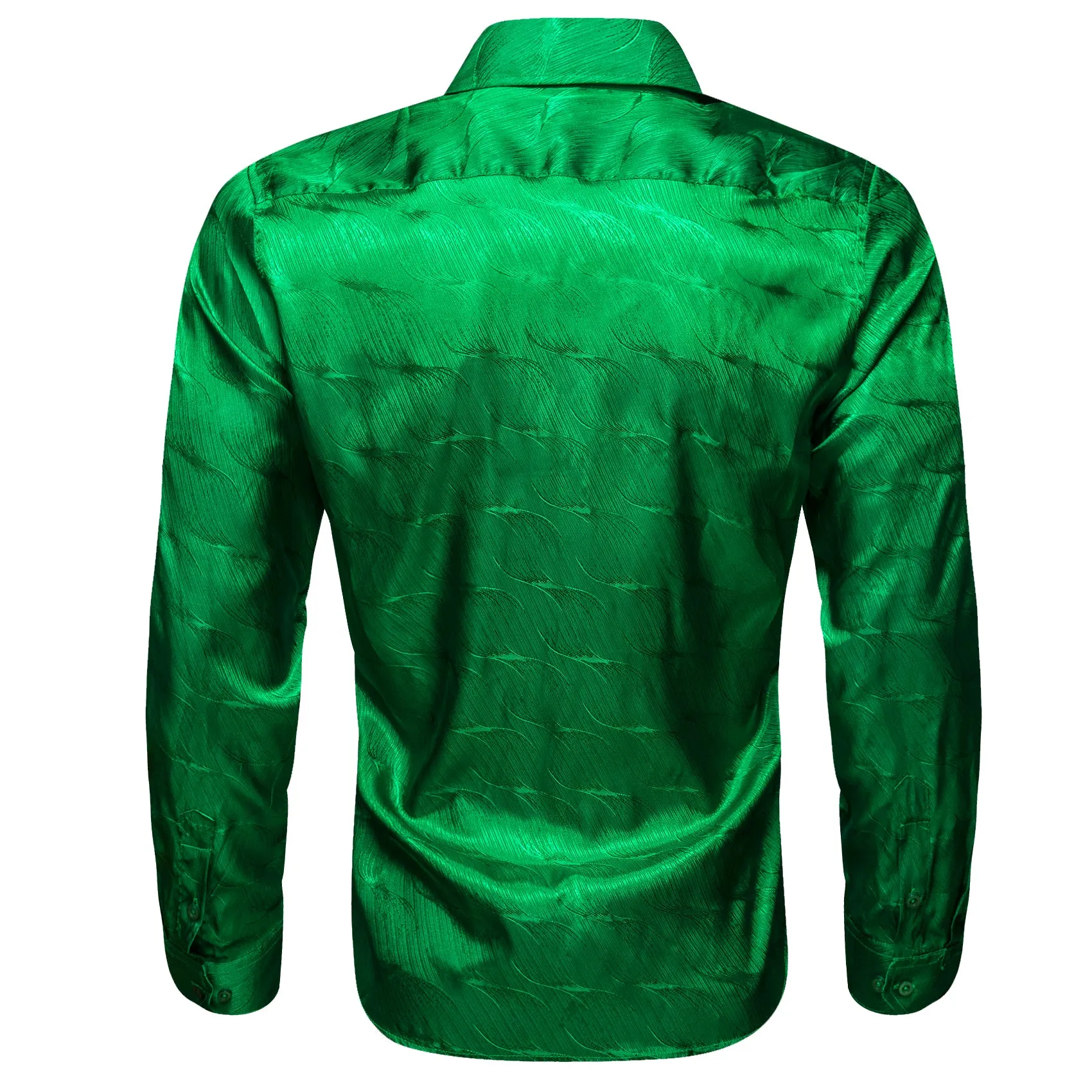 Bright Green Novelty Silk Men's Long Sleeve Shirt