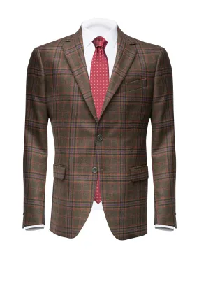 Brown Prince of Wales Wool Blazer (Regular)