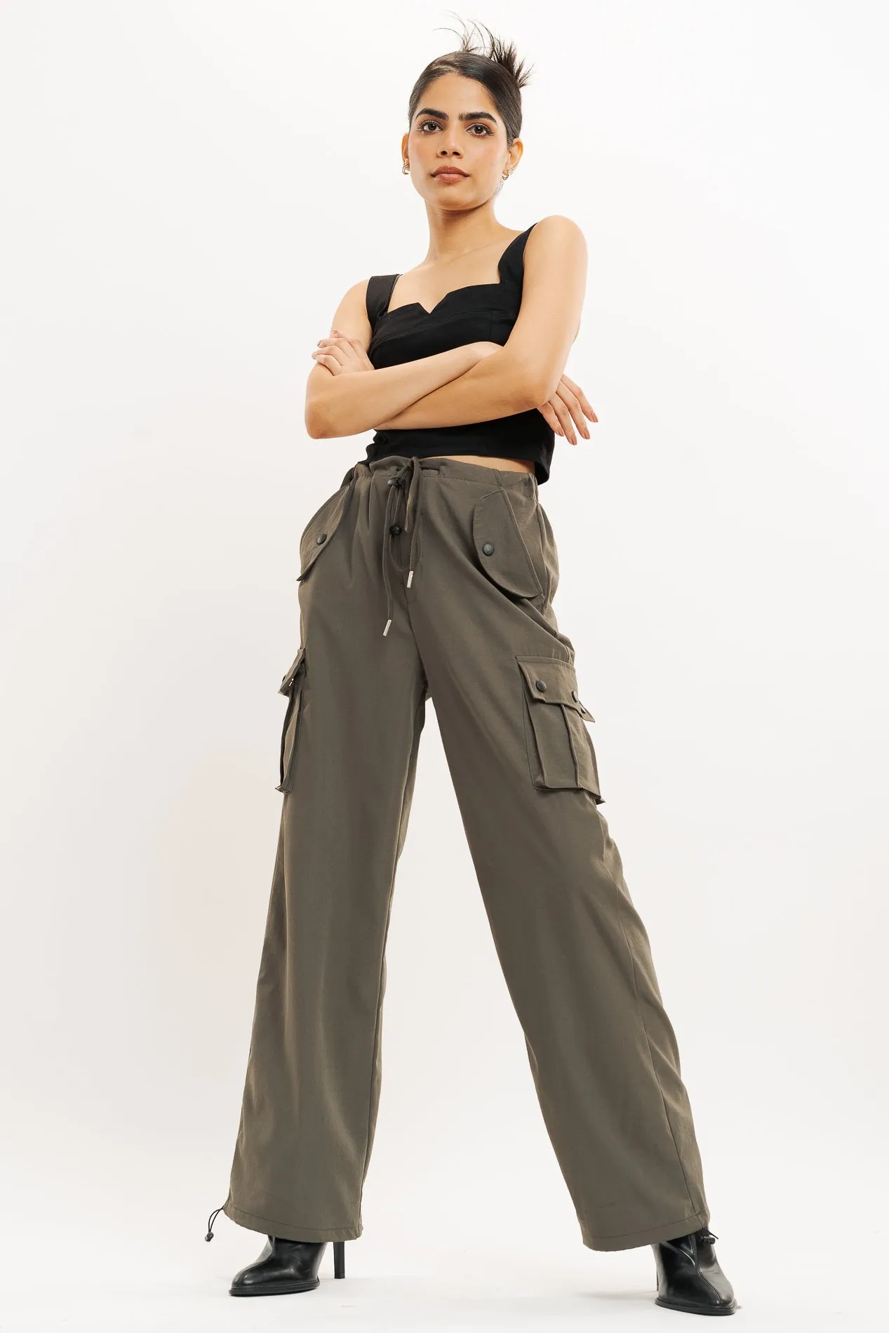 Brown Wide Leg Cargo Trouser