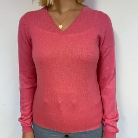 Bubblegum Pink Cashmere V-Neck Jumper Small