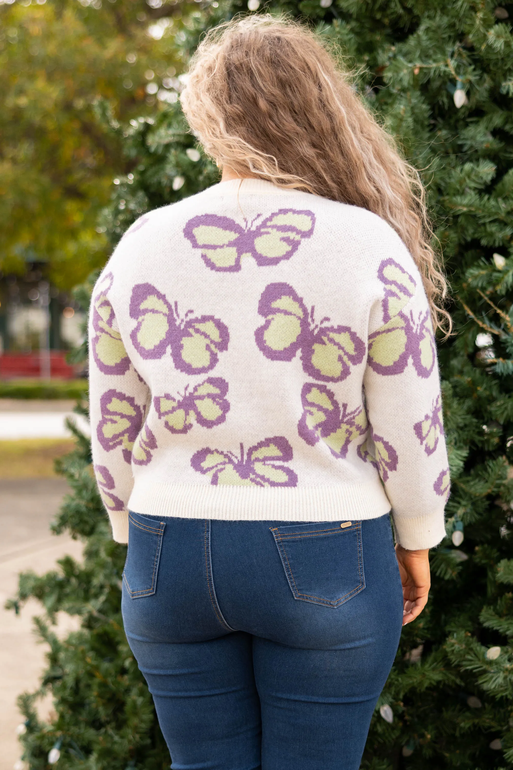 Butterfly Fly Away Sweater, White