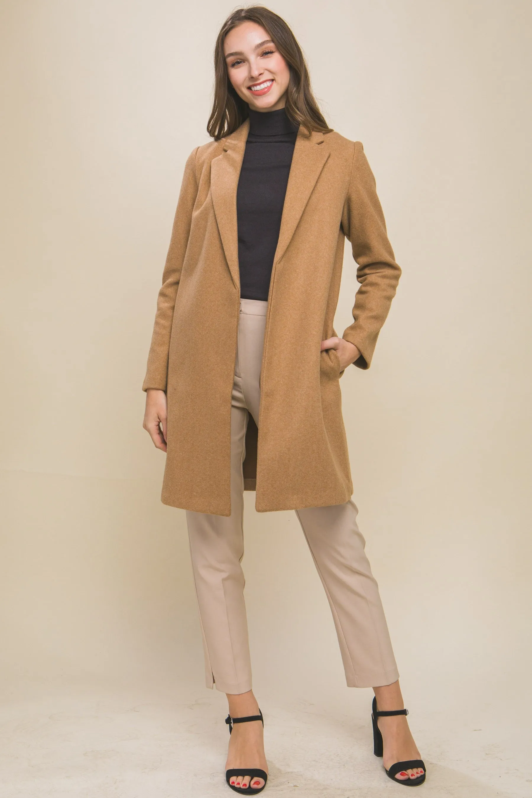 Camel Fleece Long Coat