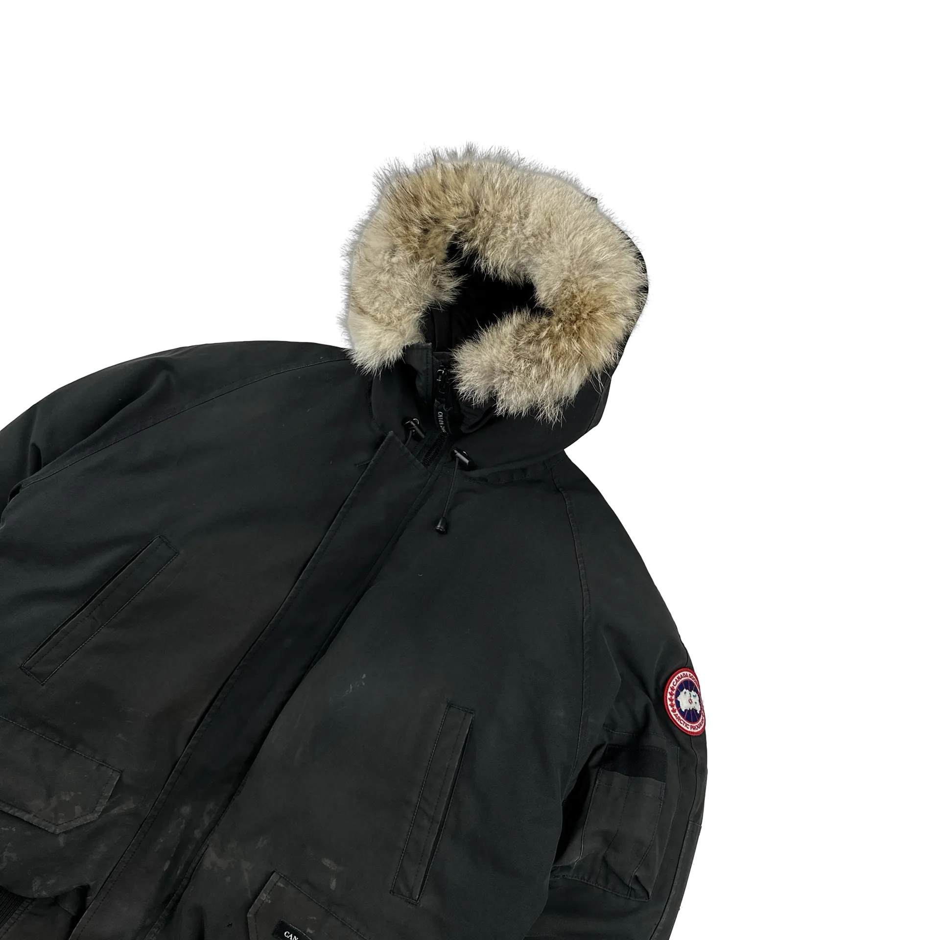 Canada Goose Black Down Chilliwack Coyote Fur Puffer Jacket - XL