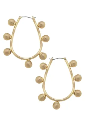 Canvas Allison Studded Metal Teardrop Hoop Earrings in Gold