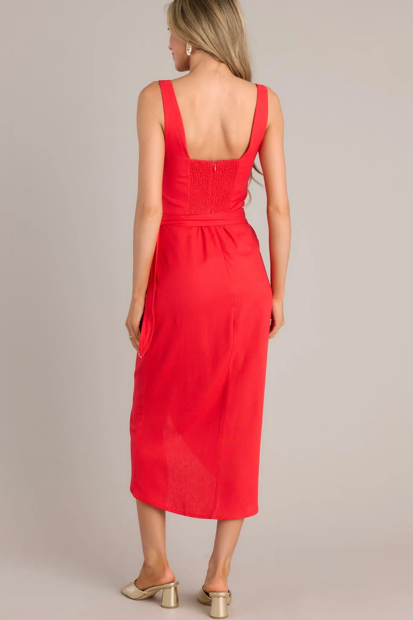 Cardinal Couture Red Midi Wrap Dress