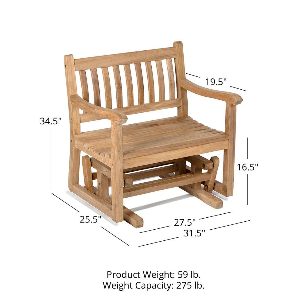 Cascade Grade A Teak Glider Rocking Chair