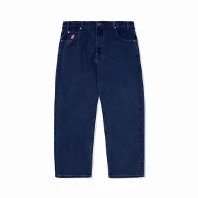 Cash Only Logo Baggy Denim Jeans - Raw Indigo