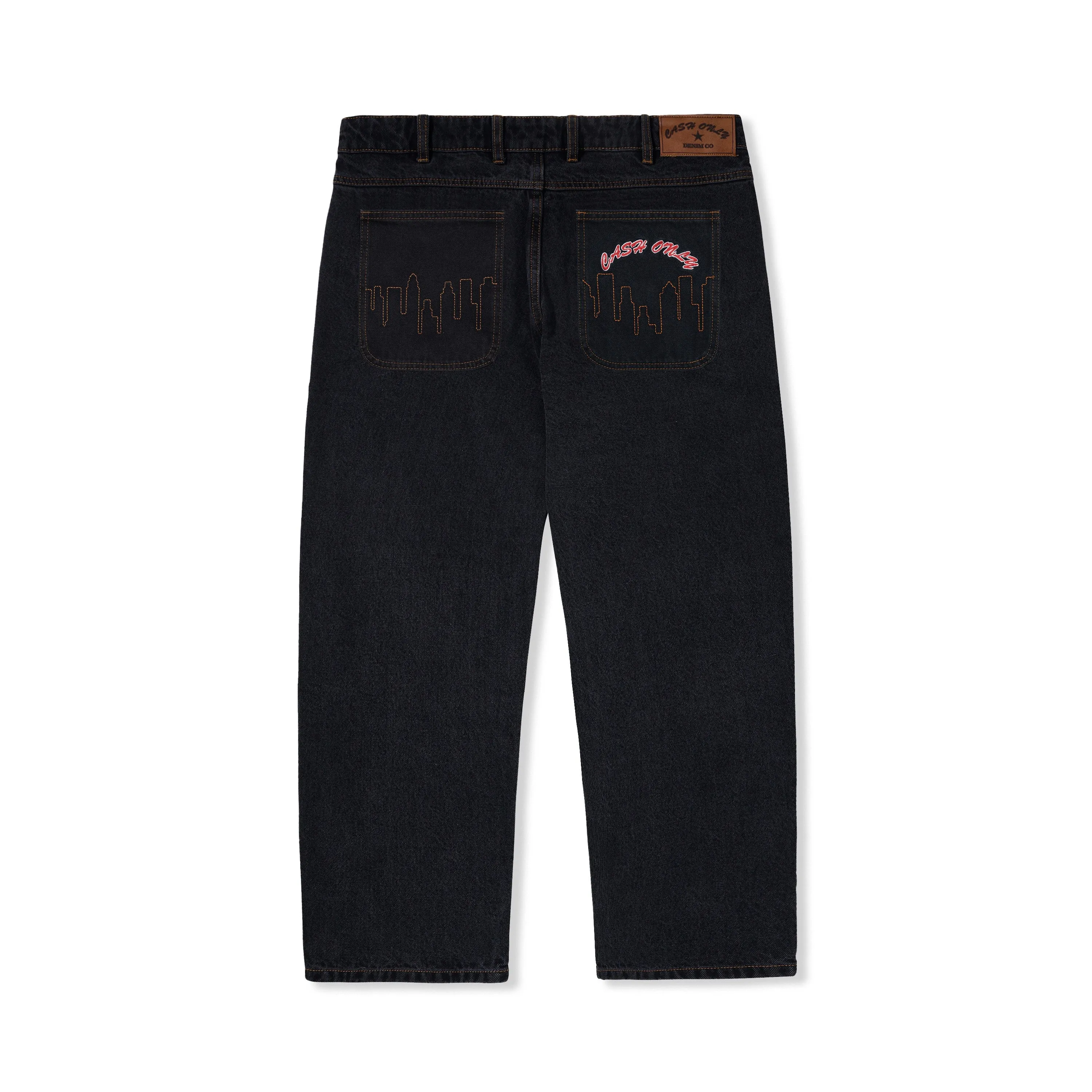 Cash Only Logo Baggy Denim Jeans - Washed Black