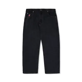 Cash Only Logo Baggy Denim Jeans - Washed Black