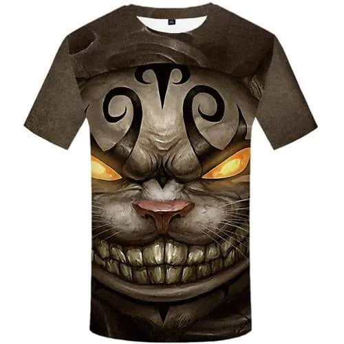 Cat T shirts Men Animal Tshirts Novelty Angry Tshirts Cool Flame Tshirts Casual Gothic Tshirt Printed Short Sleeve Hip hop